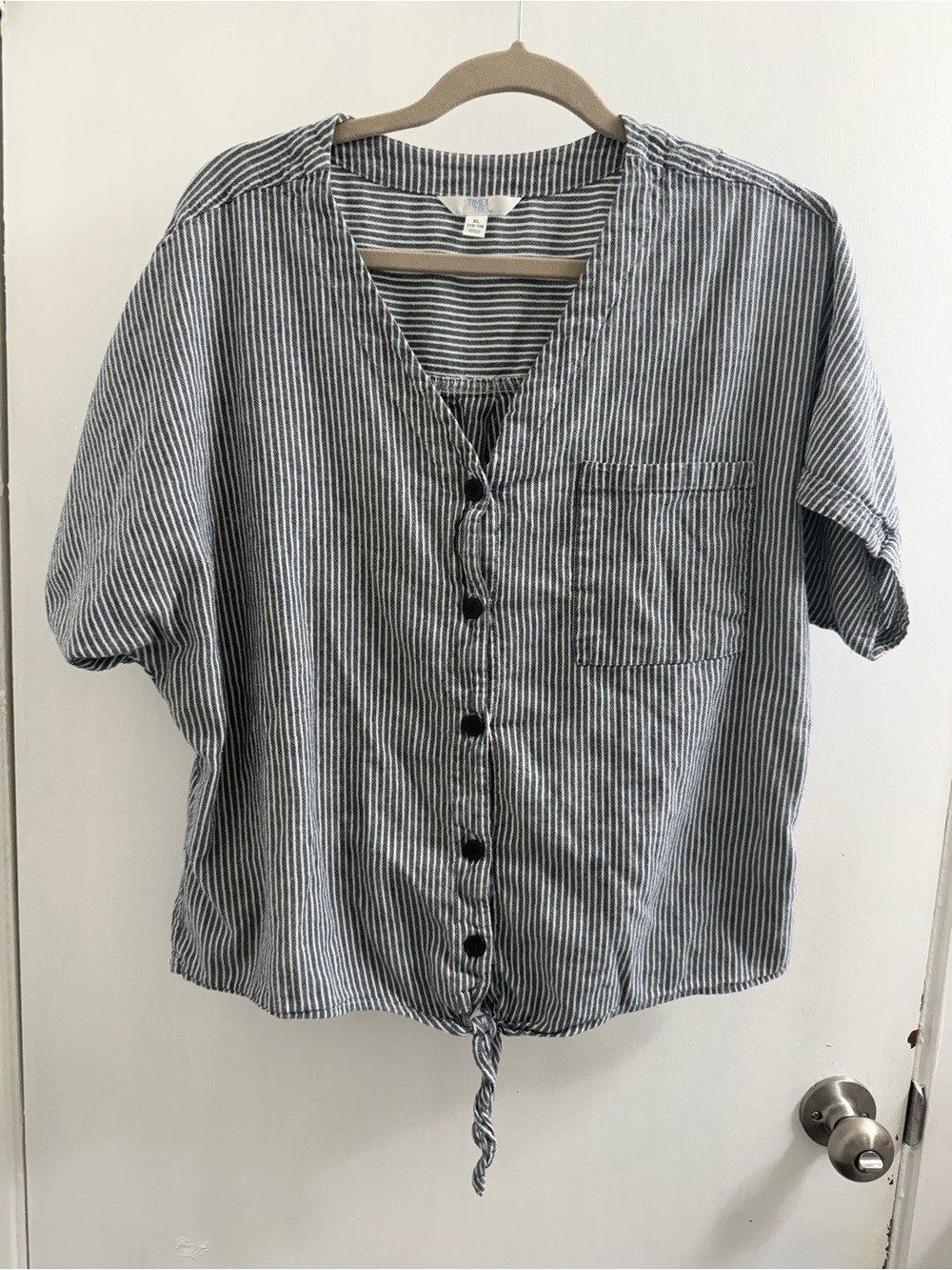 Time and Tru blue/white striped blouse size XL